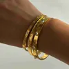 Charmarmband 2023 Nya Bohemian Geometric Zircon Bangles för kvinnor Rostfritt stål Personlighet Design Devil's Eye Bangle Armelets smycken Q230925