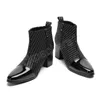 Mode Handgemaakte Italiaanse Kleding Laarzen Mannen Polka Dot Echt Leer Hoge Hakken Cowboy Laarzen Schoenen Man Sapatos Social