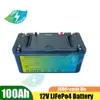 Pacco batteria ricaricabile al litio ferro LiFEPO4 12V 100AH con BMS per pannello solare UPS + caricabatterie 10A