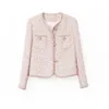 Giacche da donna Super Beautiful Peach Pink Fashion Celebrity Piccolo cappotto profumato Tweed spesso Versatile Top in lana