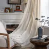 Tenda americana geometrica fiore matrimonio tende di pizzo cavo beige uncinetto nappa drappo mantovana da cucina per soggiorno