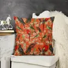 Travesseiro Padrão de pássaro vibrante para um visual de inspiração tropical - Fronha decorativa laranja