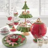 Assiettes Assiettes Arbre de Noël Table à dessert Assiette de fruits Double couche Support à gâteau Fête de vacances Assiette à bonbons Plateau à collations Support à collation de Noël 230925