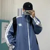 メンズジャケット韓国のカジュアルスポーツジャケットメンズスプリングパッチワークカレッジ爆撃機ウィンドブレイカーストリートファッションルーズバーシティ野球コートユニセックス230925
