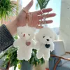 Plush Keychains Kawaii 11cm Soft Teddy Bear Keychain Plush Rabbit Pendant Keychain DIY Trinket Kids Stuffed Animal Toys Bag Car Accessories 230925