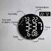 Wandklokken 10 Inch Stille Led Elektronische Ronde 3D Grote Klok Digitale Temperatuur Vochtigheid Datumweergave Alarm Modern Home Decor