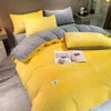 Sängkläder sätter superkomfortabel mjuk magisk sammet fast färg täcke täcker sängöverdragskuddar set filt lakan