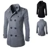 Herr ull blandar Autumn Men Boutique Black Grey Classic Solid Color Thick Warm Coats Men's Long Trench Coat Male Jacket 230923