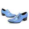 2023 Classic Luxury Pointed Toe Formal Shoes Social Solid Color Banquet Shoes Italian High Heel Male Real Leather Prom Shoes