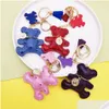 Key Rings Cute Teddy Bear Chains Animal Design Tassel Keychains Ring Charms Leather Car Keys Holder Bag Pendant Wristlet Keyring Acces Dhk1W