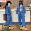 Clothing Sets Jeans For Girl 10 12 Years Blue Denim Coat Two Pieces Spring Fall Teenage Outfit