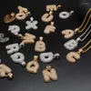 قلادة قلادة محظوظة سوني مصنع السعر DIY A-Z Bubble Letters Necklace ORILL ALPHABET Charm Gold Color CZ Micro Men Men Jewelry