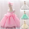 Robes de fille bébé robe de princesse mariage 1er anniversaire fête Costume arc robe de bal élégant blanc fleur baptême pour les filles en bas âge