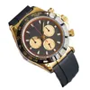 Men Mens Luxury Gold Watch Dayton 자동 기계 디자이너 Montre Luxury 40mm 접이식 버클 스테인레스 스틸 스트랩 방수 크로노 그래프 워치.
