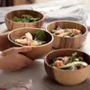 Ensembles de vaisselle 3pcs / ensemble Nouilles uniques Bowl Bowl Couvrerie en bois Salade d'ustensiles en bois
