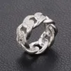 Anello a maglia cubana Hip Hop Anello da uomo cubano con diamante Moissanite in argento 925 Anello da dito cubano ghiacciato