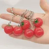 Keychains YANZAI Cute Po Booth Props Key Ring Tomato Model Keychain Funny Purse Bag Backpack Car Charm Earphone Accessory Gift