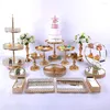 Bakeware Tools 30st Gold Cake Stand Set smidesjärn utsökta rack basdessert bröllop cupcake fest bord godis bar dekor