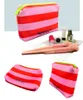 DHL100pcs Cosmetic Case Women Neoprene Red Striped Large Capacity Waterproof Protable Breathable Storage Bag