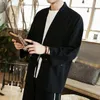 Men's Jackets Men Retro Cardigan Vintage-inspired Ethnic Stylish Open Front Coat With Lace-up Detailing Long Sleeves Solid