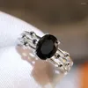 Cluster Rings Fashion Simple Black Crystal Zirconia for Women 2023 Elegant Engagement Party Vintage smycken Tillbehör gåva