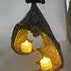 Candle Holders Creative Garden Resin Craft Home Decoration Accessories Bat Wall Hanging Small Candlestick Halloween Atmosphere Foil Pendant 230925