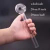 DHL 무료 50mm BIG BALL GLASS 오일 버너 파이프 8 인치 두께의 흡연 튜브 DAB RIG BONG WATER BUBBLER HUTKAH SHISHA를위한 투명한 명확한 Pyrex 흡연 파이프