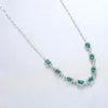 Chains S925 Sterling Silver Necklace Set Chain Water Wave Emeralds European And American Exaggerated Temperament Jewelry