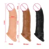 Extensions Reusable Penis Sleeve Extender Realistic Condom Silicone Extension Sex Toy for Men Cock Enlarger Sheath Delay 230925