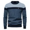 Pulls pour hommes Pull rayé Automne et hiver Couture à manches longues Pull à col rond Mode Casual Lâche Confortable Vêtements pour hommes