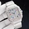 Relógio automático safira diamante pulseira impermeável aço mecânico inoxidável 40mm ODN9