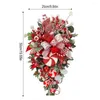 Decorative Flowers Christmas Candy Upside Down Tree Wreath With Bow Ribbon Decoration Waterdrop Berry Holiday Party Decor