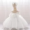 Robes de fille bébé robe de princesse mariage 1er anniversaire fête Costume arc robe de bal élégant blanc fleur baptême pour les filles en bas âge