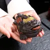 Tea Pets-sapo de cerámica tradicional para viaje, adornos hechos a mano, accesorios Vintage de Tetera Theiere