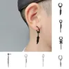 Boucles d'oreilles pendantes Punk Vintage Design feuille cerceau pour femmes hommes bijoux accessoires noir inoxydable plume boucle d'oreille Brincos