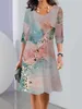 Sommer Kleid Frauen Floral Tie Dye Drucken Lose Robe Halbe Hülse O Neck Sonne Strand Vestidos