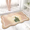 Tapis Tapis de bain antidérapant imprimé floral mignon Tapis de bain en mousse à mémoire de petite taille Tapis super absorbant pour salle de bain Toilette Tapis de sol à séchage rapide doux