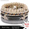 Charm Bracelets IFMIA Fashion Beads Leather Wrap Bracelet Set Men New Design Wristband Multiple Bracelets Bangles Party Wedding Jewelry Gifts Q230925