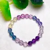 Link Bracelets 7.5mm Natural Faceted Fluorite Bracelet String Charms Fashion Personalized Men Women Gemstone Jewelry Lovers Gift 1pcs