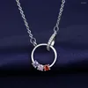 Pendant Necklaces Fashion Shining Colorful Crystal Necklace Original 925 Sterling Silver Jewelry Modern Female