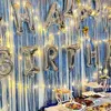 Decorazione per feste 2M Oro rosa Laser Tinsel Frange Foil Tenda Glitter Tende metalliche Natale Matrimonio Compleanno Sfondo Po Booth