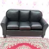 Dolls 112 Dollhouse Furniture Leather Sofa Couch Rooms Miniature Model Black 230925