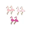 Charmes 10 pièces émail flamant rose breloque bijoux accessoires boucle d'oreille pendentif Bracelet collier en alliage de Zinc bricolage trouver 23x35mm