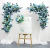 Fiori decorativi Accesorios De Boda Personalizados Arco Fondo Fiesta Evento Decoracion Artificial Hilera Flores Seda Azul Blanco Al Aire