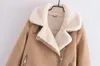 Giacca da donna in pelle autunno inverno da donna in finta pelle scamosciata di agnello Fut streetwear da motociclista femminile cappotto caldo spesso allentato