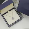 collana di gioielli di lusso in argento sterling 925 per collana da donna con ciondolo a cerchio in cristallo