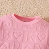 服セット2pcs春と秋の子供セットピンク色の印刷パーカー