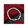 Corrente 5mm Mens Pulseiras 925 Sterling Sier Banhado Flat Designs Moda Jóias Para Mulheres Festival de Aniversário Festa de Natal Presentes Drop Dhvya