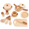 Kitchens Play Food Children's Natural Wood Color Preschool Toys Fruits And Vegetables Simulation House Kitchenware Cognitive Wooden Gifts 230925
