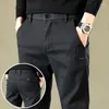 Men's Pants 2023 Autumn The Men Casual Business Office Elastic Waist Thick Classic Slim Pant Trousers Male Black Grey Brown